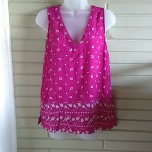 Pink and white v-neck tank